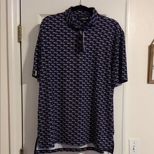 RLX Ralph Lauren Navy and White Patterned Polo Shirt